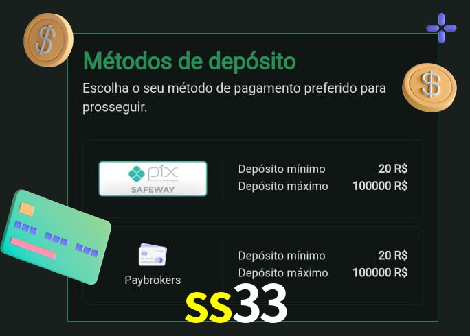 O cassino ss33 oferece uma grande variedade de métodos de pagamento